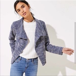 LOFT Blue Tweed Moto Style Zipper Jacket NWT Woman’s size large